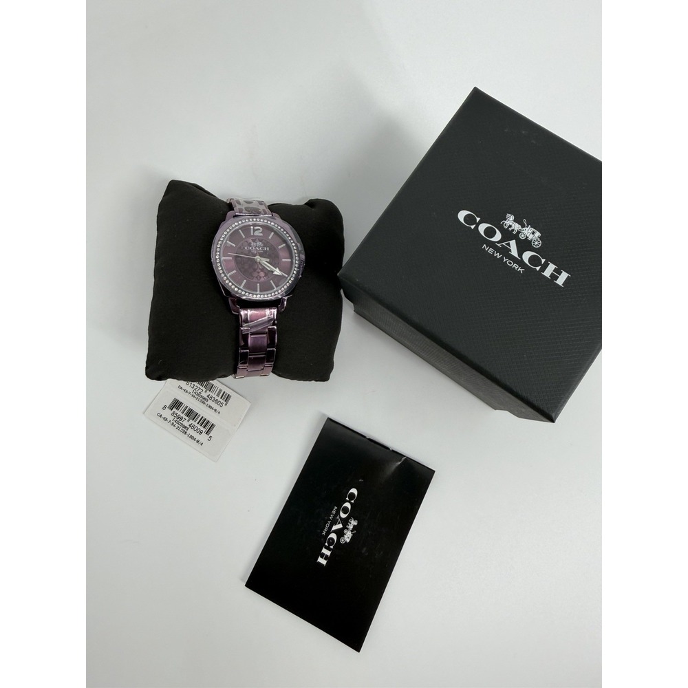 NIB COACH BOYFRIEND WOMEN'S WATCH 34MM Purple STYLE 14503983